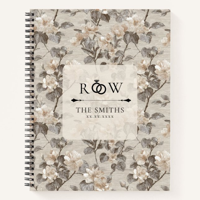 Trendy Gold Gardenias Sparkle Rustic Wedding Notebook (Front)