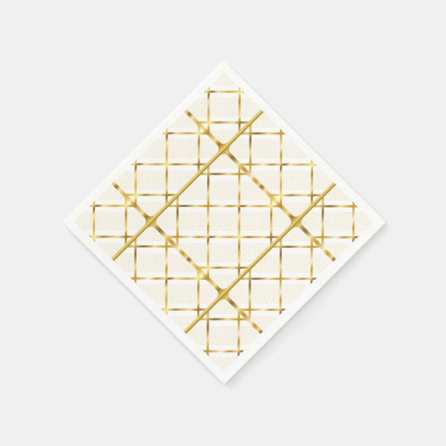 Trendy Gold Geometric Pattern Golden Stylish Art Napkin (Corner)