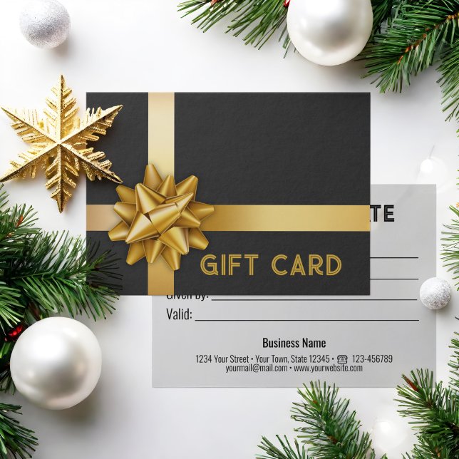 Trendy Gold Gift Bow Satin Ribbon Black Gift Card (Creator Uploaded)