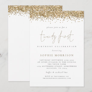 Trendy Gold Glitter 21st Birthday Party Invitation
