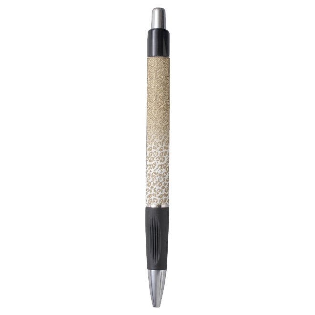 Trendy Gold Glitter and Leopard Print Gradient (Front Vertical)