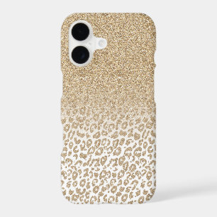 Trendy Gold Glitter and Leopard Print Gradient