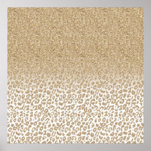 Trendy Gold Glitter and Leopard Print Gradient