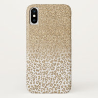 Trendy Gold Glitter and Leopard Print Gradient