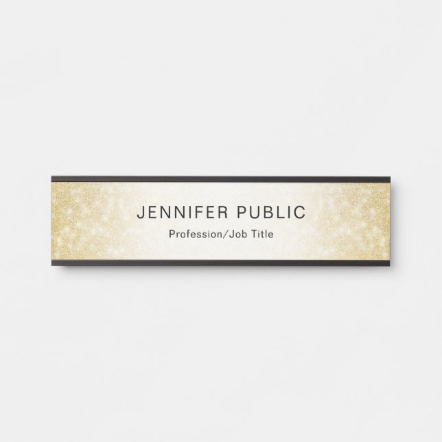 Trendy Gold Glitter Elegant Modern Template Door Sign (Front)