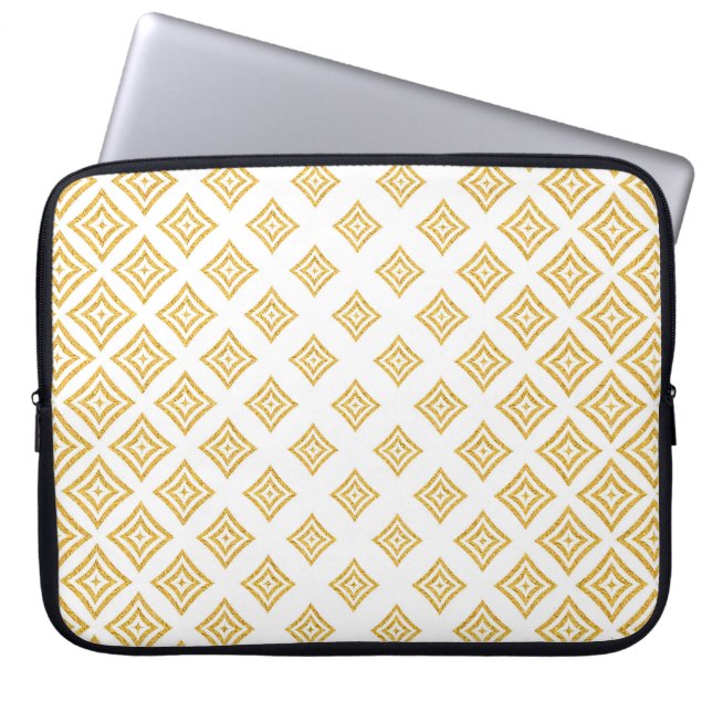Trendy Gold Glitter Geometric Shapes Laptop Sleeve (Front)