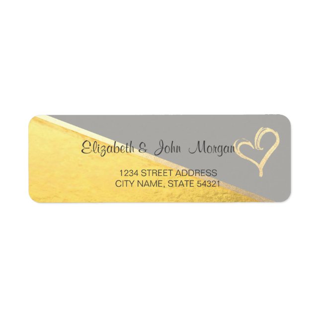 Trendy  Gold Glitter Heart  Address Label (Front)