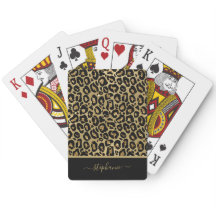 Trendy Gold Glitter Leopard Animal Print Monogram