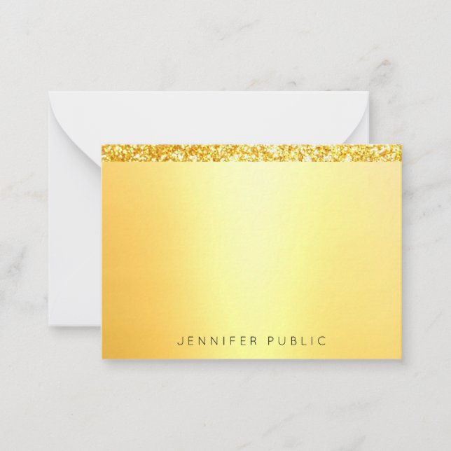 Trendy Gold Glitter Modern Monogrammed Template (Front)