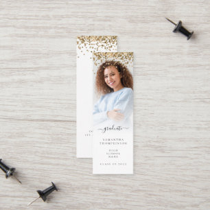 Trendy Gold Glitter Photo 2024 Graduation Calling Card