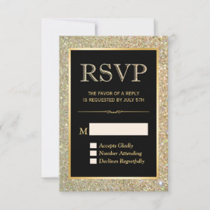 Trendy Gold Glitter Sparkles RSVP Response Card