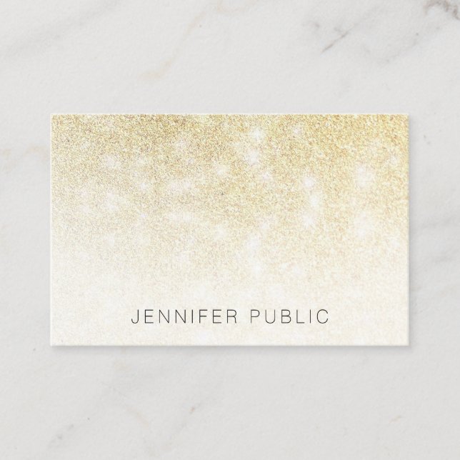 Trendy Gold Glitter Template Modern Elegant Business Card (Front)