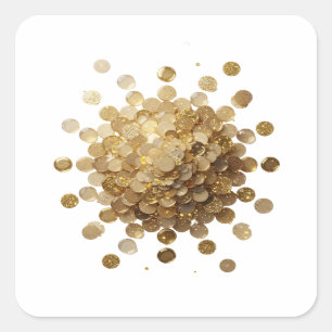 Trendy Gold GOLDEN COINS EXPLOSION Decal Design Square Sticker
