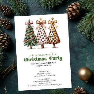 Trendy gold green leopard Christmas tree invites