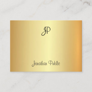 Trendy Gold Handwritten Monogram Modern Template Business Card