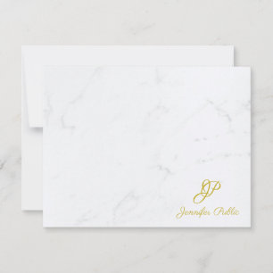 Trendy Gold Handwritten Script Text Marble Elegant Card