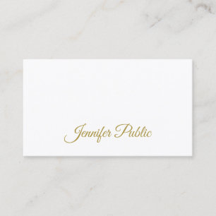 Trendy Gold Handwritten Text Elegant Clean Plain Business Card
