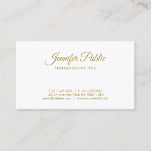 Trendy Gold Handwritten Text Elegant Sleek Design Business Card