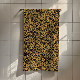 Trendy Gold Leopard Jaguar Fur Spots Bath Towel Set