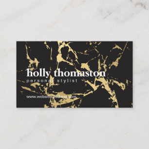 Trendy Gold Marble Pattern on Black Business Card