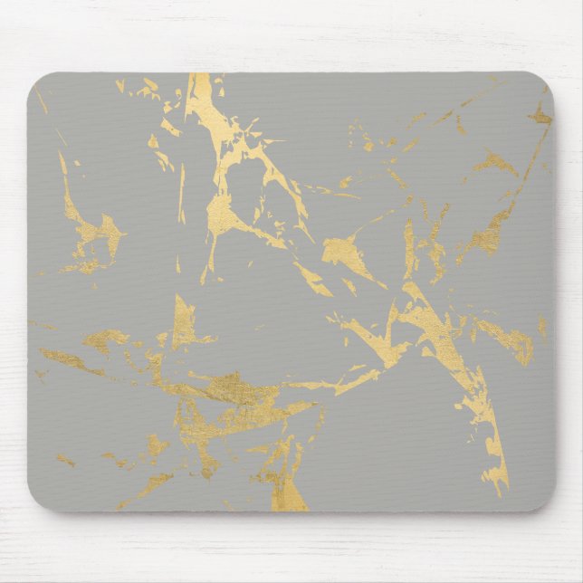 Trendy Gold Marble Pattern on Grey Mouse Mat (Front)