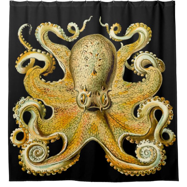Trendy Gold Octopus Black  Shower curtain (Front)