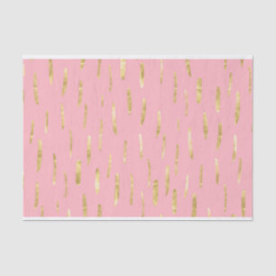 Trendy Gold Paint Strokes Pink Tissue Paper