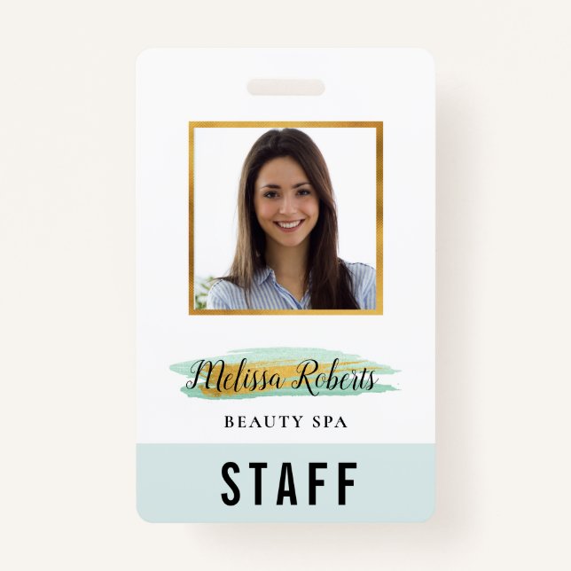 trendy gold personalised photo business ID ID Badge (Front)