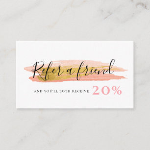 trendy gold & pink referral card