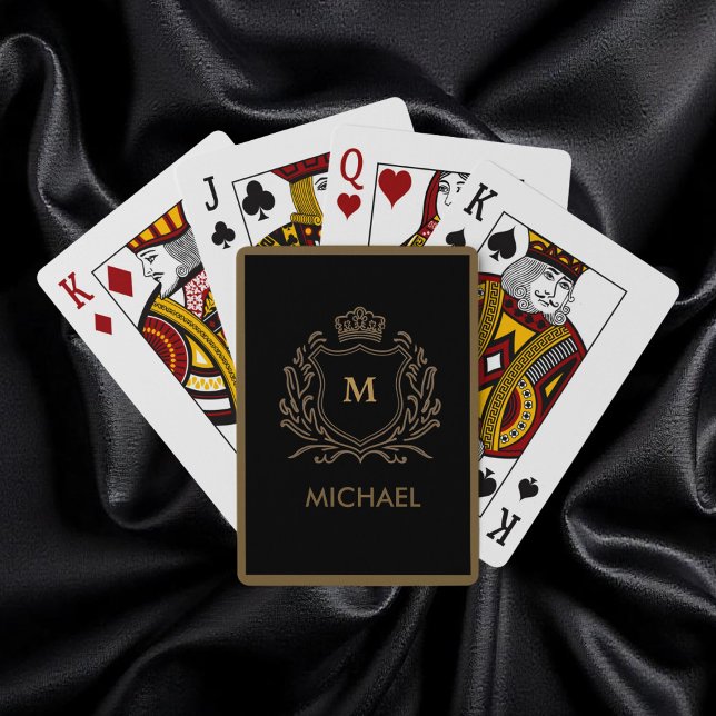 Trendy Gold Royal Crown Emblem Monogram Playing Cards (Creator Uploaded)