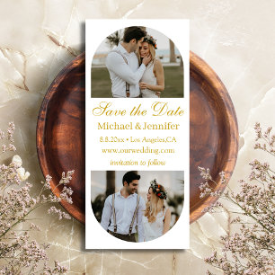 Trendy Gold Script Double Arch Photo Save the Date
