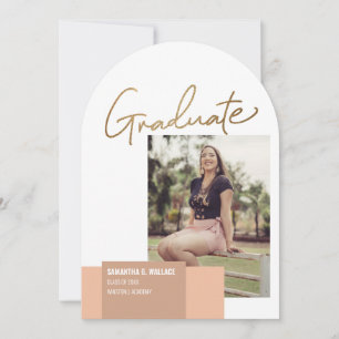 Trendy Gold script Graduate Photo Invitation