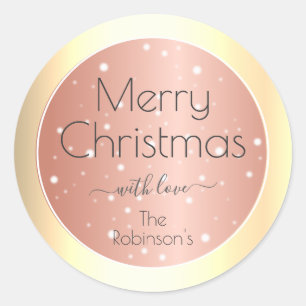 Trendy Gold Shimmer Effect Elegant Christmas Style Classic Round Sticker