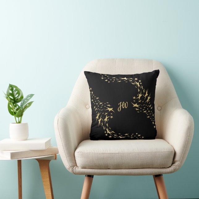Trendy Gold Stars Monogrammed Cushion (Chair)