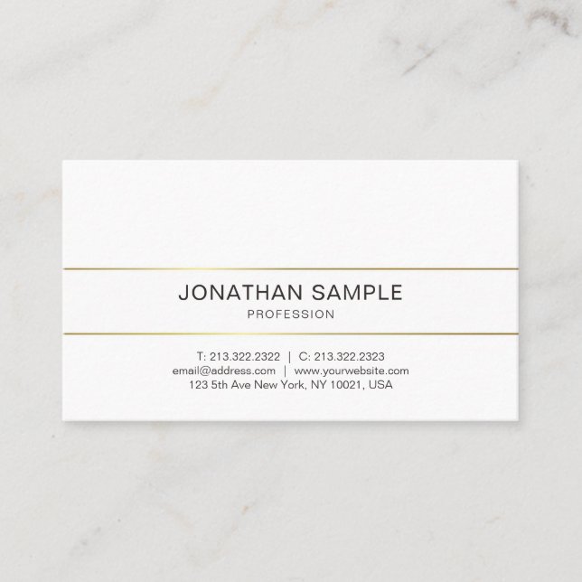 Trendy Gold Striped Elegant Minimalistic Design Business Card (Front)
