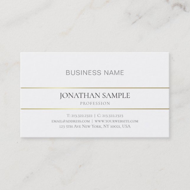 Trendy Gold Stylish Plain Simple Company Modern Business Card (Front)