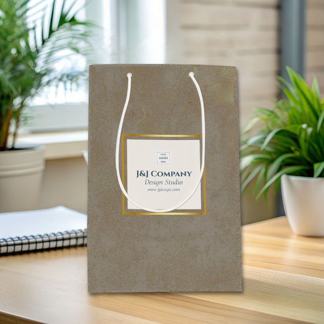 Trendy Gold Texture Logo Medium Gift Bag (Creator Uploaded)