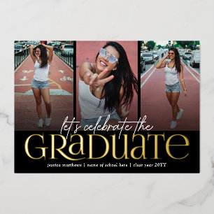 Trendy Gold Typography Photo Collage Graduation