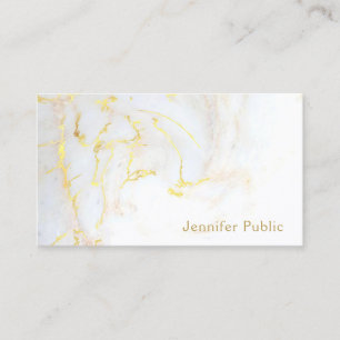 Trendy Gold White Marble Elegant Modern Template Business Card
