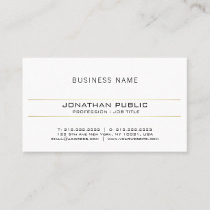 Trendy Gold White Minimalist Elegant Simple Plain Business Card