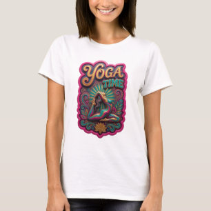 Trendy Gold YOGA TIME Text Design T-Shirt