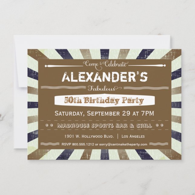 Trendy Golden Grunge Striped Event Invitation (Front)