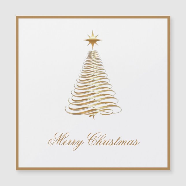 Trendy Golden Star Christmas Tree Magnetic Card (Front)
