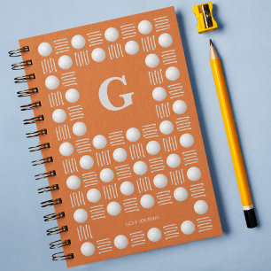 Trendy Golf Ball & Tee Monogram Orange Notebook