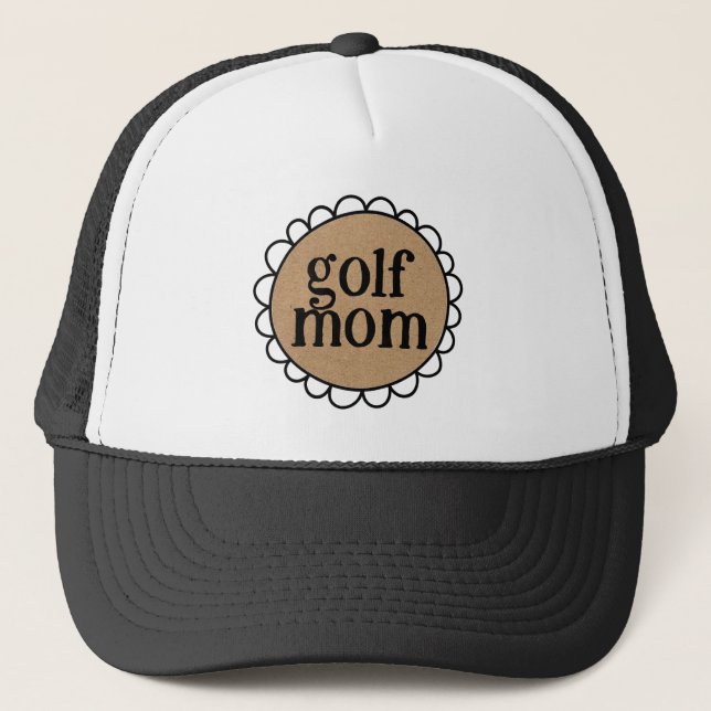 Trendy GOLF MOM Scalloped Edge Trucker Hat (Front)