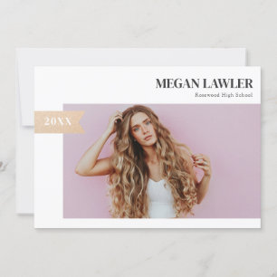 Trendy Grad Announcement Photo Card - Faux Gold