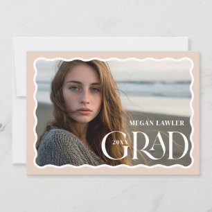 Trendy Grad Announcement Photo Card Wave Frame