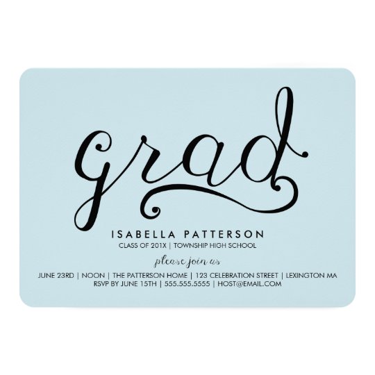 Trendy Grad Pastel Blue Graduation Invitation
