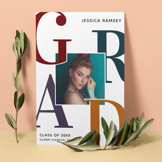 Trendy Grad Photo Graduation Announcement (Creator Uploaded)