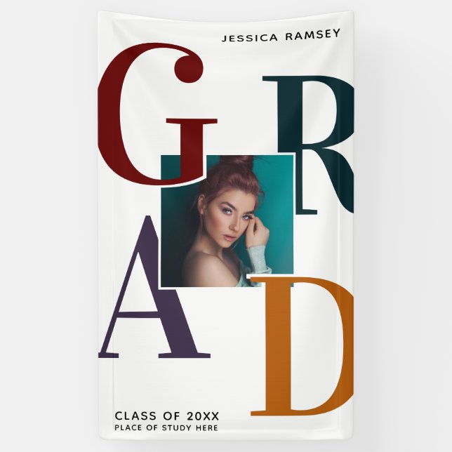 Trendy Grad Photo Graduation Door Banner (Vertical)